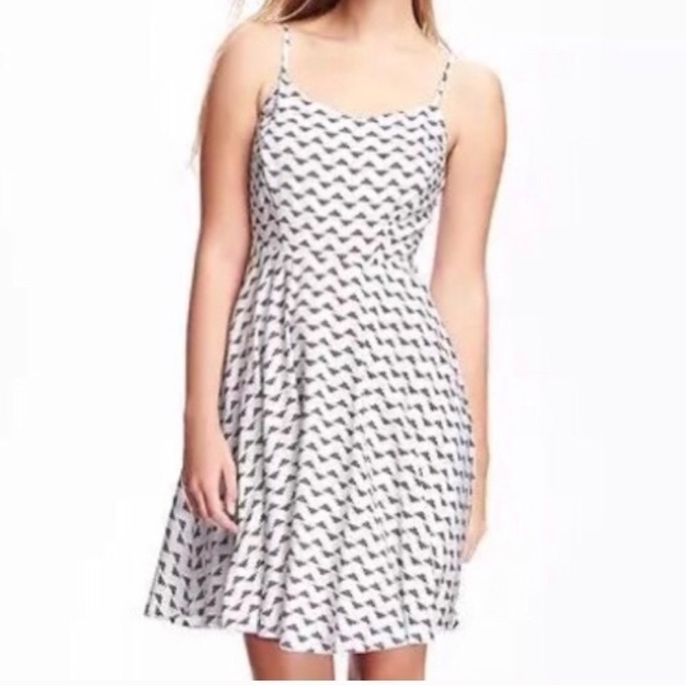 NWOT Geometric Spaghetti Strap Fit & Flare Dress